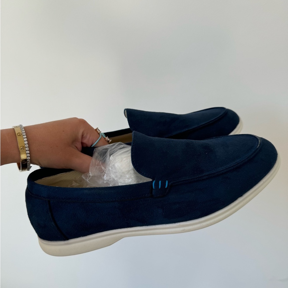 Navy blue “Old Money” brand suede loafers/drivers